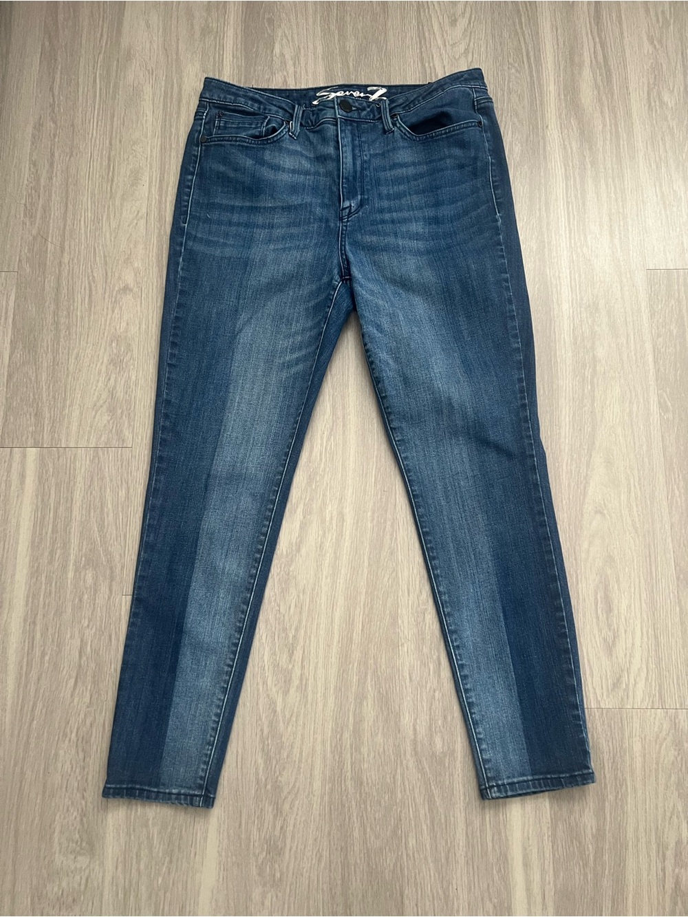 Seven7 Mid Rise Skinny Jeans Women’s Size 14 Dark Wash Stretch Denim Slim Fit
